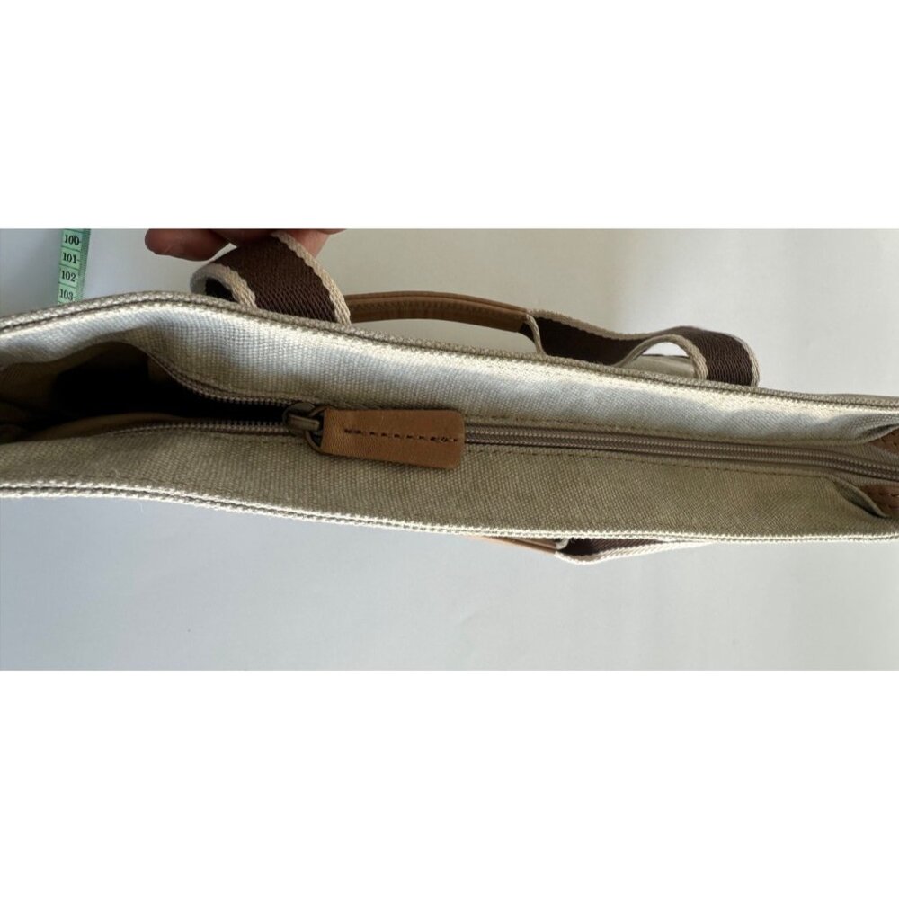 VTG LL Bean RARE Boat & Tote Handbag Seagull Embroidery & Leather Brown Beige - Picture 6 of 11